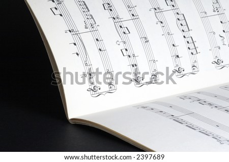 sheet of music with black notes on white paper (SM004)