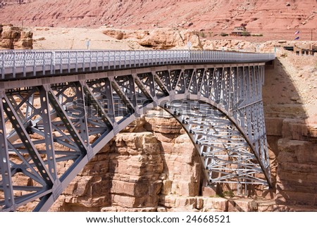 Navajo Bridge - Steel Arch Bridge over the Marble Canyon and the Colorado River in Arizona, USA