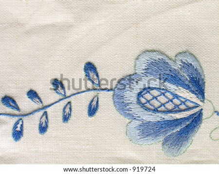 Embroidery (detail). Blue and white design, Russia (I'm creator)