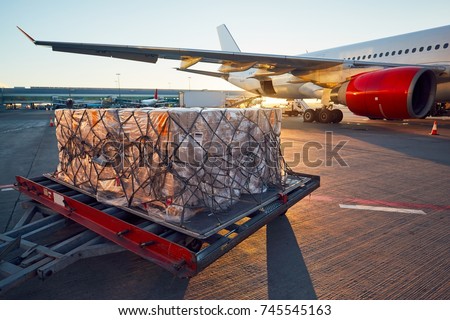 Busy day at the airport. Preparation of the airplane before flight.  Foto stock © 