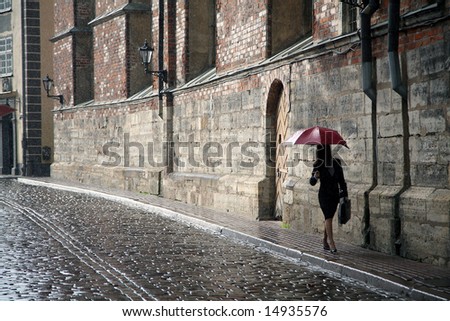 Similar – Image, Stock Photo Woman walking on wet sand on beach