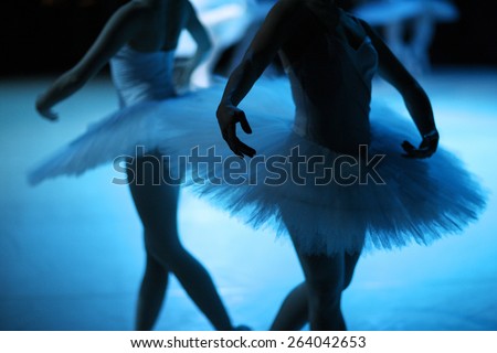 Mid section of ballerinas on the stage