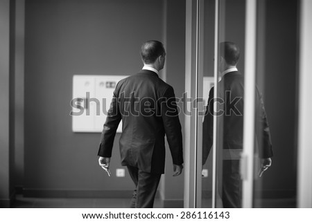 Office worker going through an office