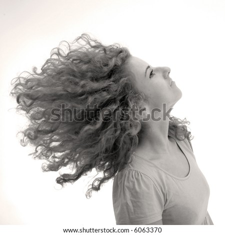 Girl Whipping Her Curly Hair Around Stock Photo 6063370 : Shutterstock