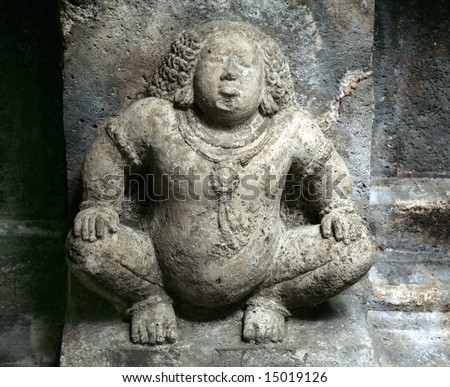 sculpture in the ancient Indian temple, close