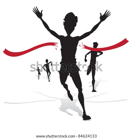 Silhouette Style Man Winning His Race. Stock Vector Illustration ...