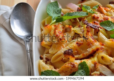 Lemon chicken pasta in a bowl