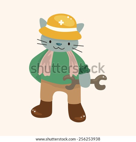 animal cat worker cartoon theme elements