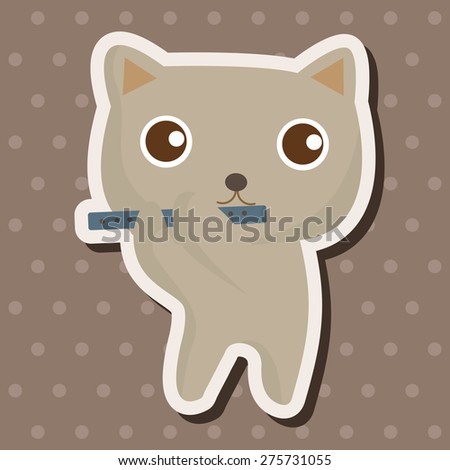 animal cat playing instrument cartoon , cartoon sticker icon
