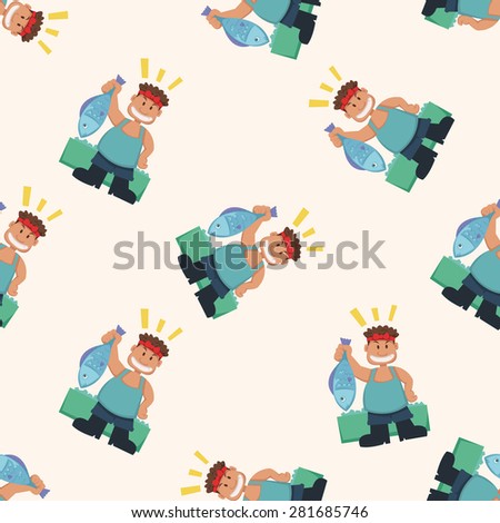 people theme fisher , cartoon seamless pattern background