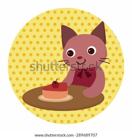 animal cat having afternoon tea theme elements