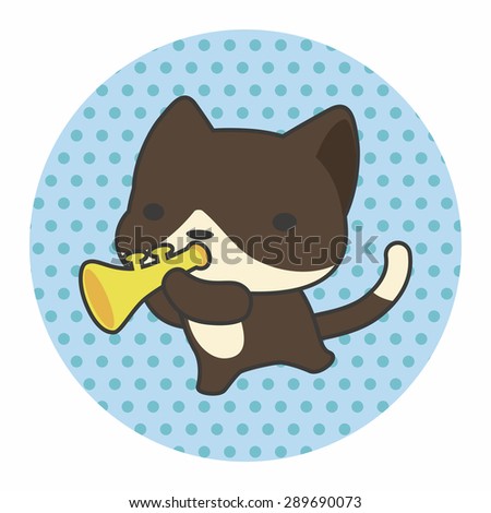 animal cat playing instrument cartoon theme elements