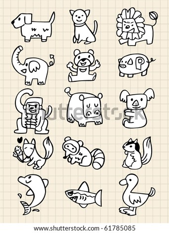 Hand Draw Animals Stock Vector Illustration 61785085 : Shutterstock