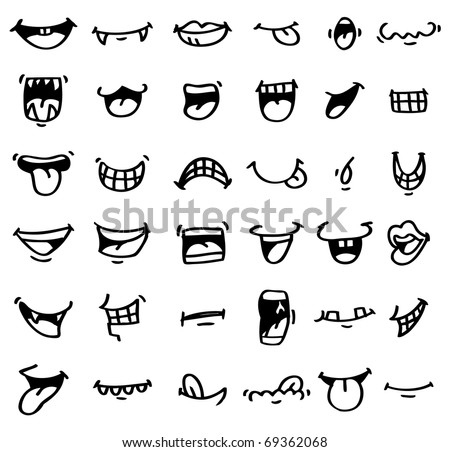 Hand Draw Cartoon Mouth Icon Stock Vector Illustration 69362068