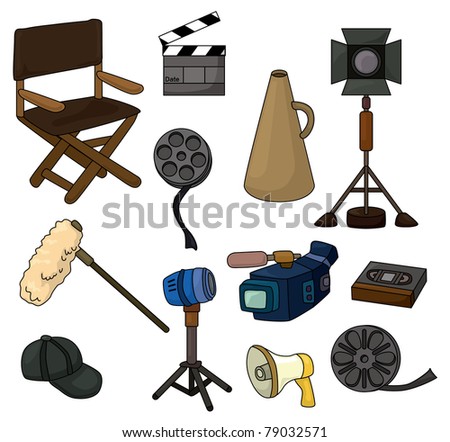 Cartoon Movie Equipment Icon Set Stock Vector Illustration 79032571 ...