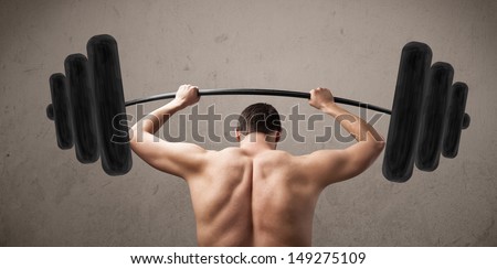 Funny skinny guy lifting incredible weights