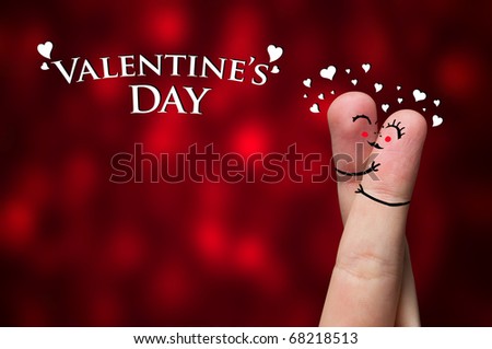Painted finger smiley, valentine\'s day theme