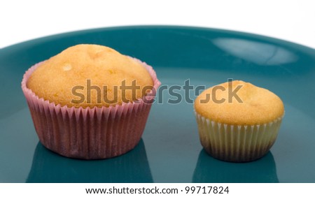Choice: big or small muffin. Cupcakes on a plate