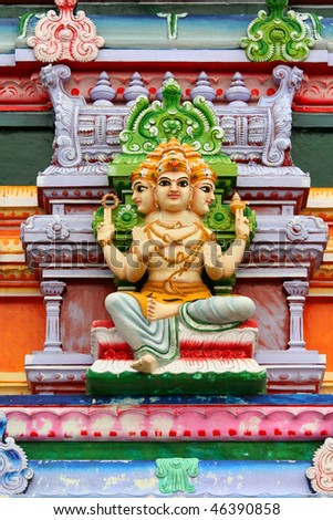 Hindu god statue on temple