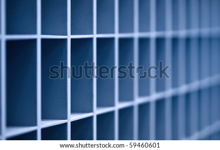 Close up shot of empty racks in blue color tone