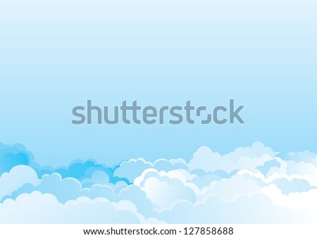 Cloudy sky. Blue horizontal background of cloudy sky