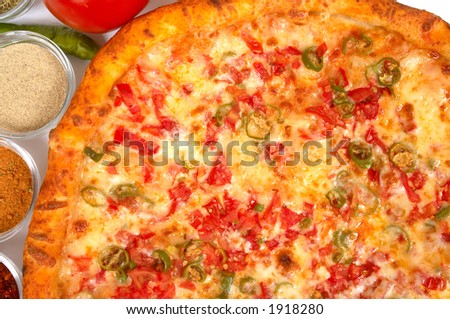 Vegetable pizza close up