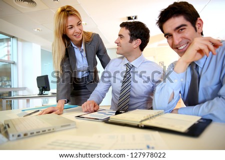 Business team working on sales results
