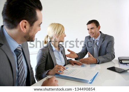 Businessman making marketing presentation