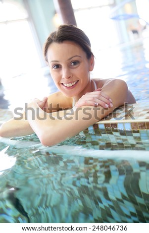 Woman relaxing in seawater spa pool