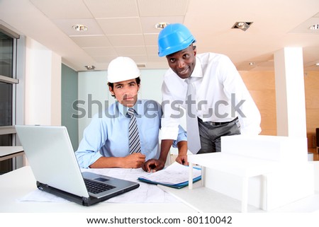 Architects working on construction project