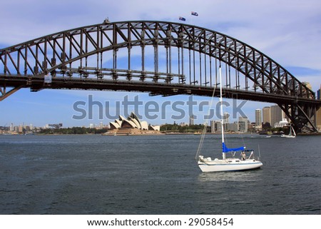 Harbour Bridge in Sydney. Opera House seen in the background