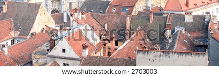 Panorama with old roofs. Large source file
