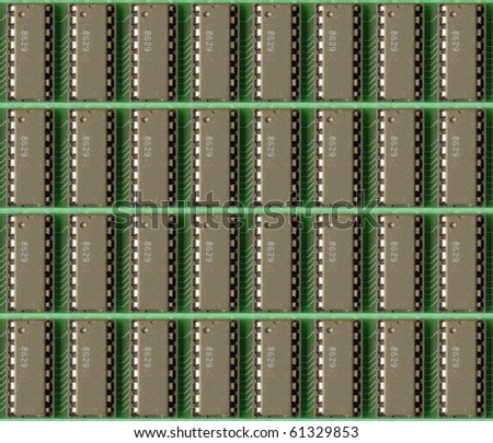 Repeatable PCB background with memory chips