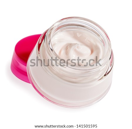Jar of cream for body care. Clem face. Hand cream.
