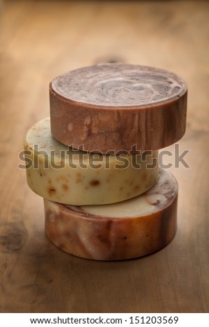 Stack of round Bars of Soap