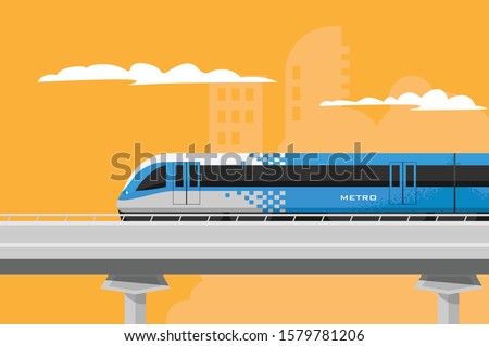 Metro train vector flat illustration