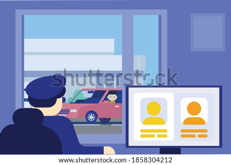 Border police id verification vector illustration
