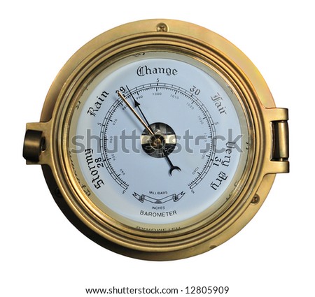 Barometer Showing Rainy Weather Isolated On White Background. Stock ...