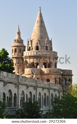 The fairy tale turrets of the Fisherman\'s Bastion, Budapest, Hungary.