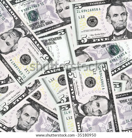 Money background,high resolution picture. Five dollars.
