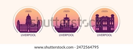 Liverpool city label stickers set 