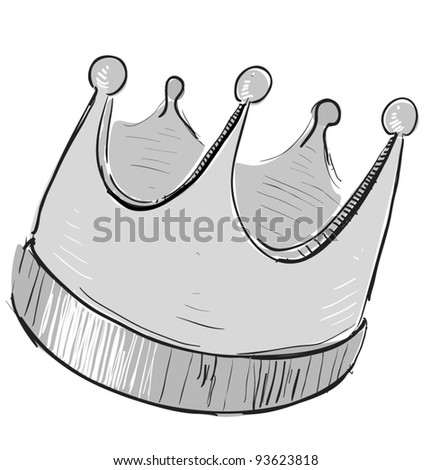 Silver Crown Icon. Hand Drawing Cartoon Sketch Illustration In Childish ...