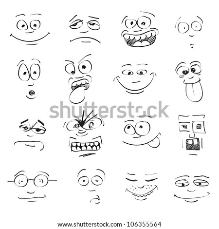 Set Of Cartoon Emotion On Faces Stock Vector Illustration 106355564 ...