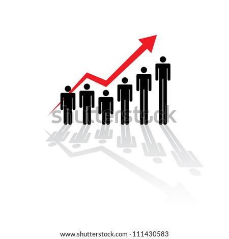 Human figures as a growing graph illustration