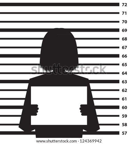 Police criminal record background with woman silhouette- illustration