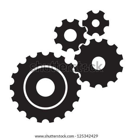 black cogs (gears) on white background