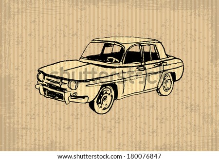 Old-timer - Renault 8 Gordini 1964, illustration on a cartboard