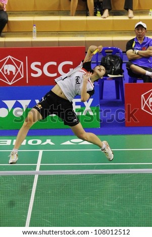 BANGKOK, THAILAND- JUNE 5: X.Liang in action during SCG Thailand Open Grand Prix Gold 2012 on June 5, 2012 at CU Sport Complex in Bangkok, Thailand
