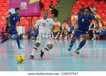 BANGKOK, THAILAND - NOVEMBER 06: Unidentified players in FIFA Futsal World Cup at Indoor Stadium Huamark on November 6, 2012 in Bangkok, Thailand.