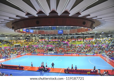BANGKOK, THAILAND - NOV 16:A general view prior of Indoor Stadium Huamark before FIFA Futsal World Cup, between Brazil and Colombia at Indoor Stadium Huamark on November 16, 2012 in Bangkok, Thailand.